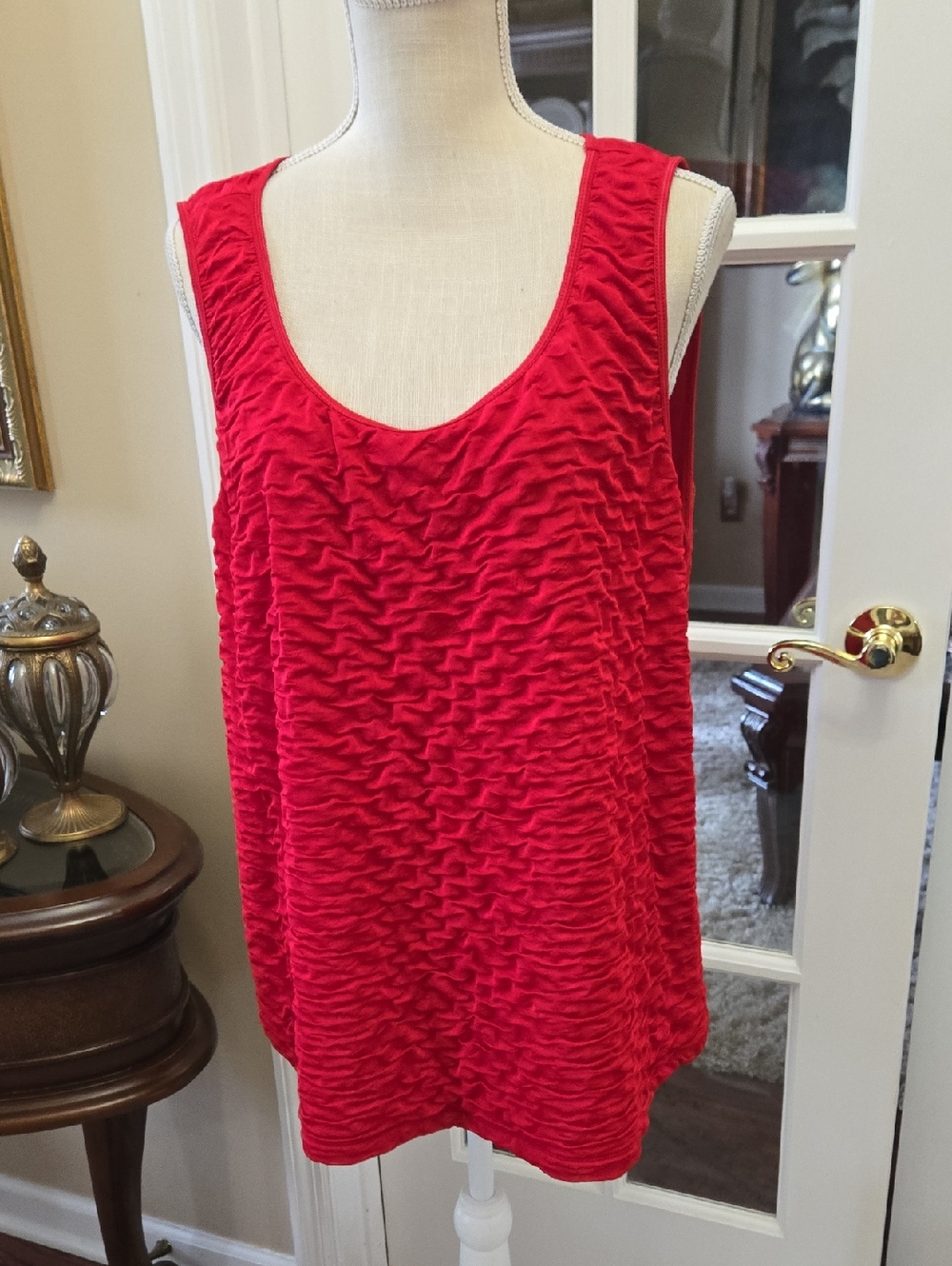 new directions Red Textured Scoop Neck Tank